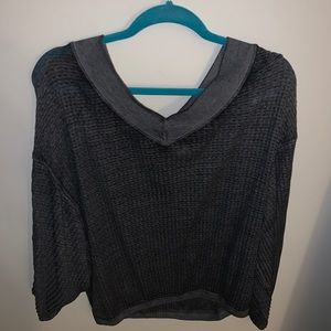 Gray waffle free people flowy shirt